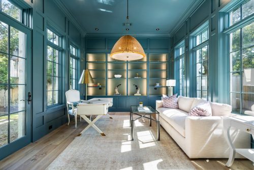 Vintage Loft Bowery featured in Houston home's study.