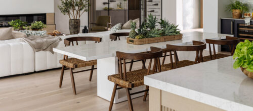 Silvian - Taivas-Sky Living room with European white oak flooring in Naples FL Park Shore home