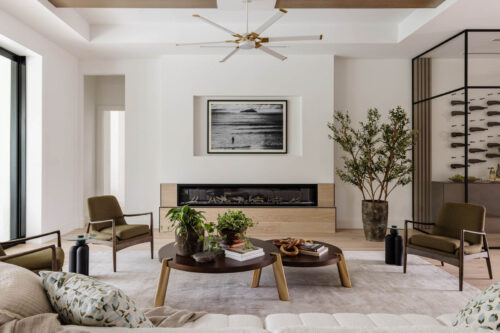 Coastal living room with oak flooring and soft natural textures