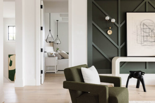 Naples FL lounge with Silvian Taivas flooring and sage green wall