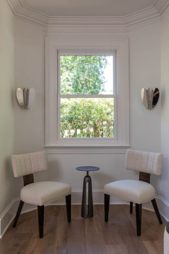 Cozy nook with Silvian Virta European white oak flooring and abundant natural light.