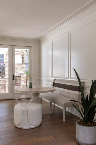 Everyday dining area with wide plank engineered hardwood flooring in a Raleigh remodel.