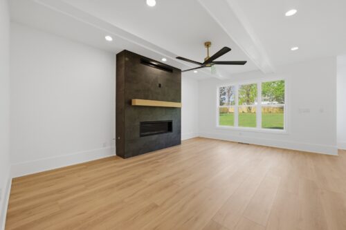 Light-filled Raleigh, NC living room with warm Lily Pond extra-wide plank flooring