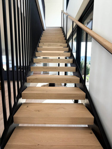 FloorMade floating treads made with European white oak by Real Wood Floors in Bozeman.