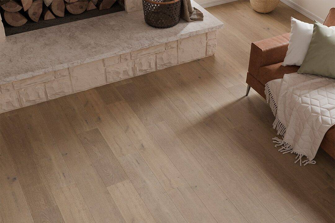 Light wood-look flooring in a furnished living room