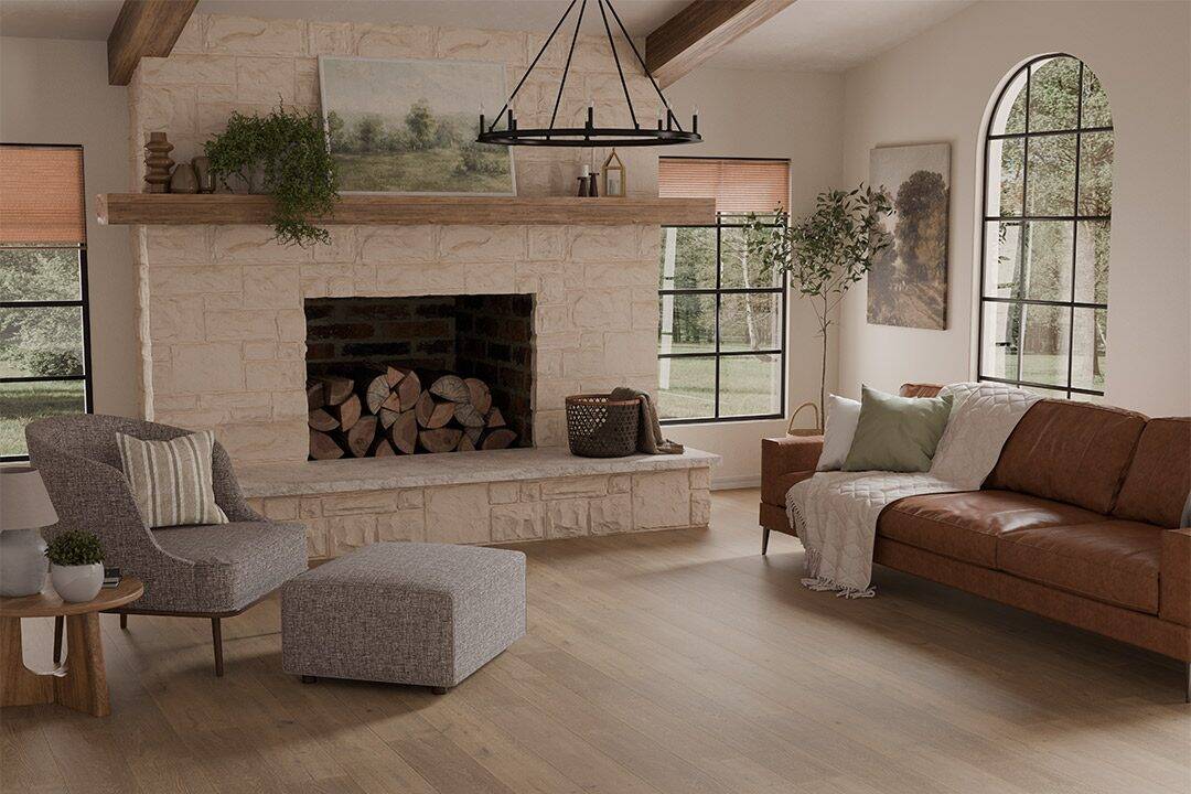 Warm wood-look flooring in a comfortable interior